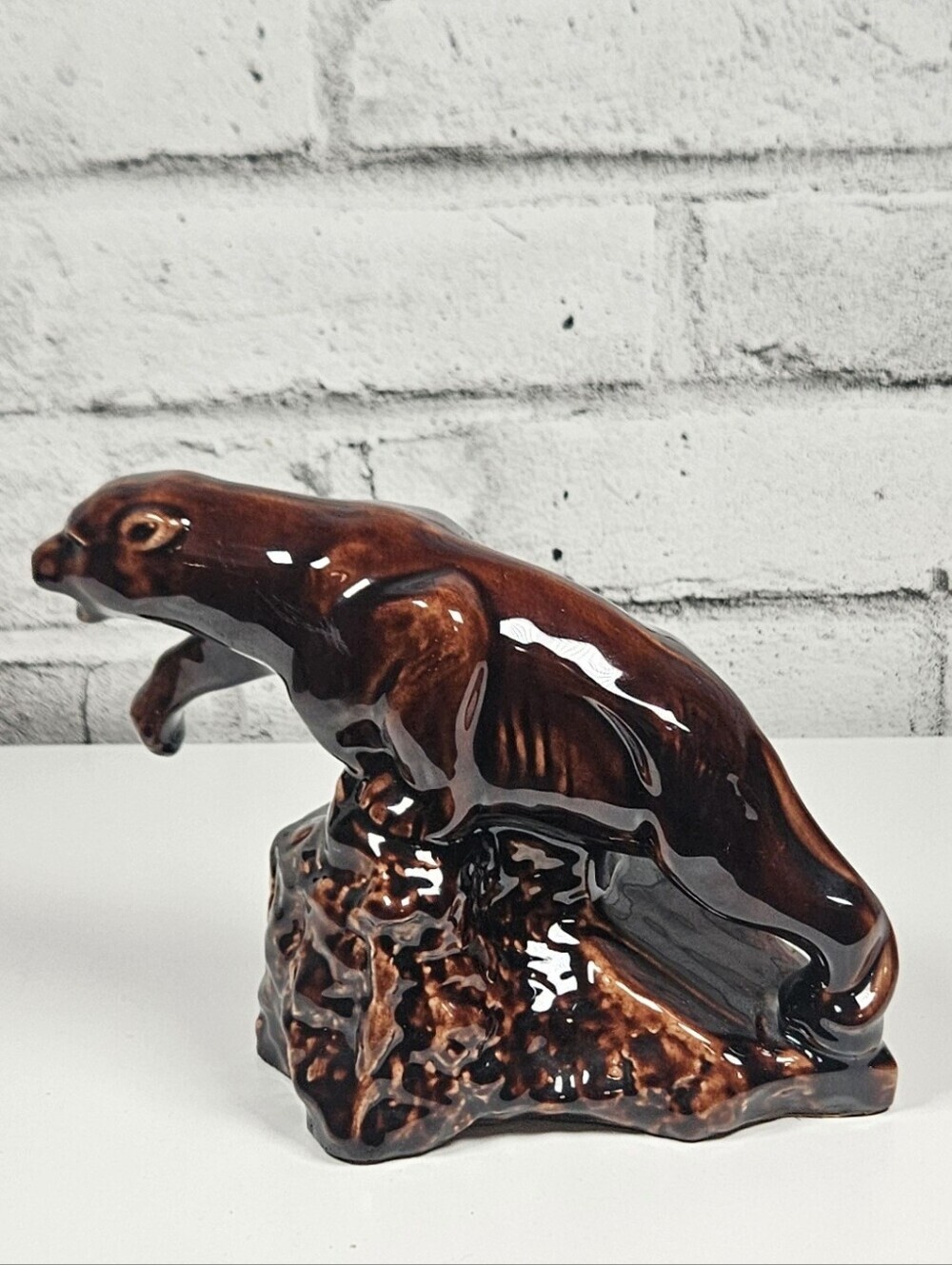 Blue Mountain Pottery Brown Cougar Panther Figurine Canadian Art Pottery - Picture 5 of 12
